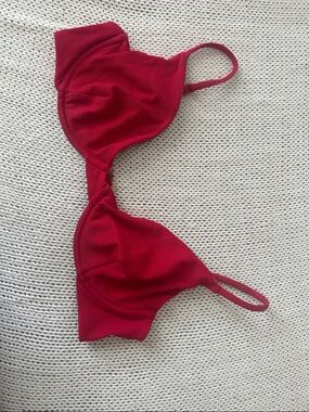 acacia swimwear Ribbed Red Bikini Top